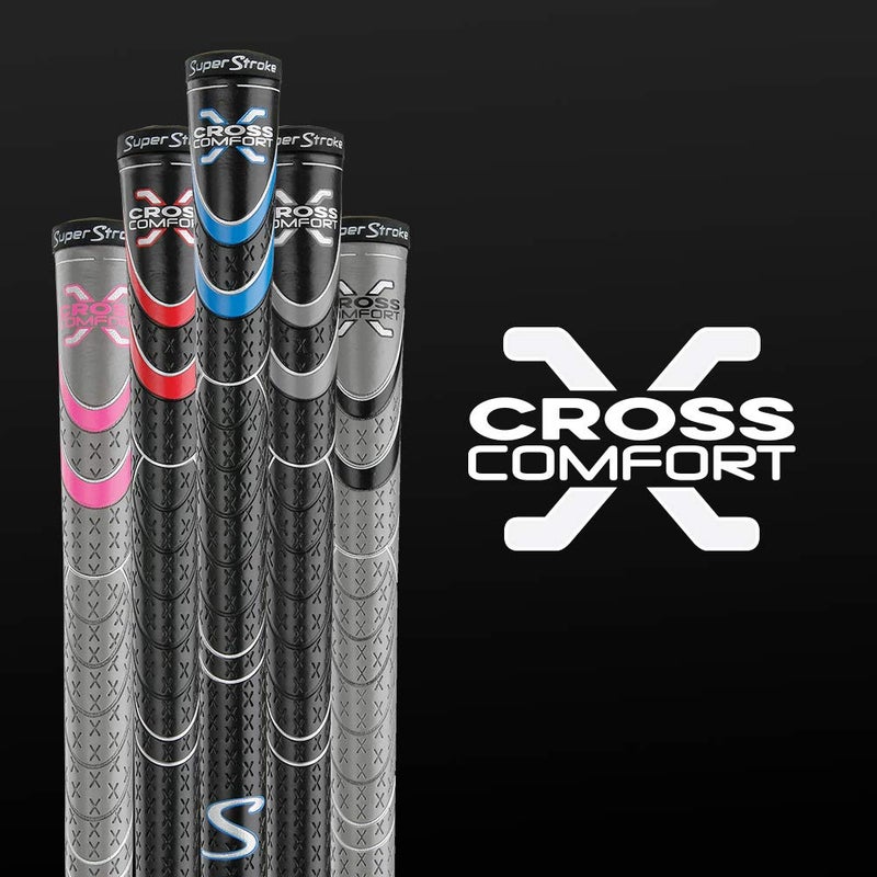 Super Stroke SuperStroke Cross Comfort Golf Club Grip, Black/Gray (Undersize) | Soft & Tacky Polyurethane That Boosts Traction | X-Style Surface & Non-Slip | Swing Faster & Square The Clubface More Naturally - Image 2